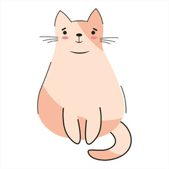 Cute cat is sitting. Funny cute tabby kitten of cream color. Vector isolated illustration. Animal world icon concept. Flat cartoon style.