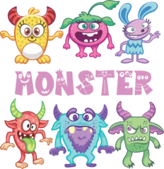 Fotobehang Cute monster family bundle illustration © Goba Bali Studio