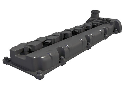 Engine Valve Cover vehicle parts 3D rendering on white background