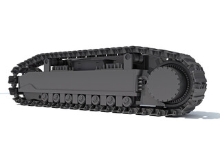 Excavator Track 3D rendering on white background