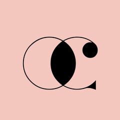 OC monogram logo.Letter o, letter c typographic signature icon.Uppercase characters.Lettering sign isolated on light fund.Luxury fashion, beauty, deco design alphabet initials.Elegant style.	