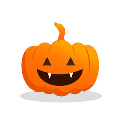 Halloween pumpkin isolated on white background. Flat style vector