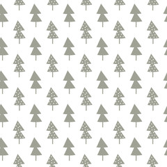 Obraz premium Christmas trees seamless vector pattern. Simple hand drawn illustration. Good for printing textiles, fabric, wrapping paper