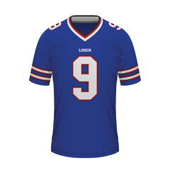 Realistic American football shirt of Buffalo, jersey template