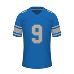 Realistic American football shirt of Detroit, jersey template