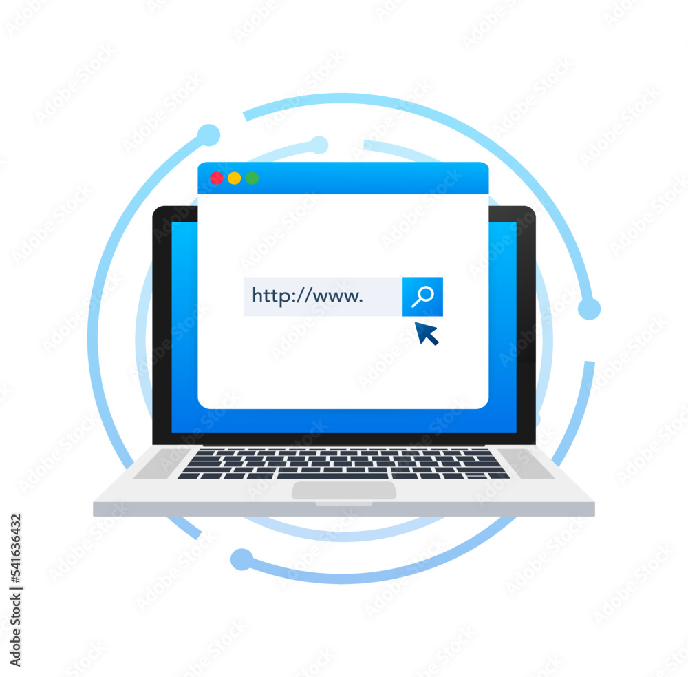 Poster search button and click, search bar for browser. vector stock illustration