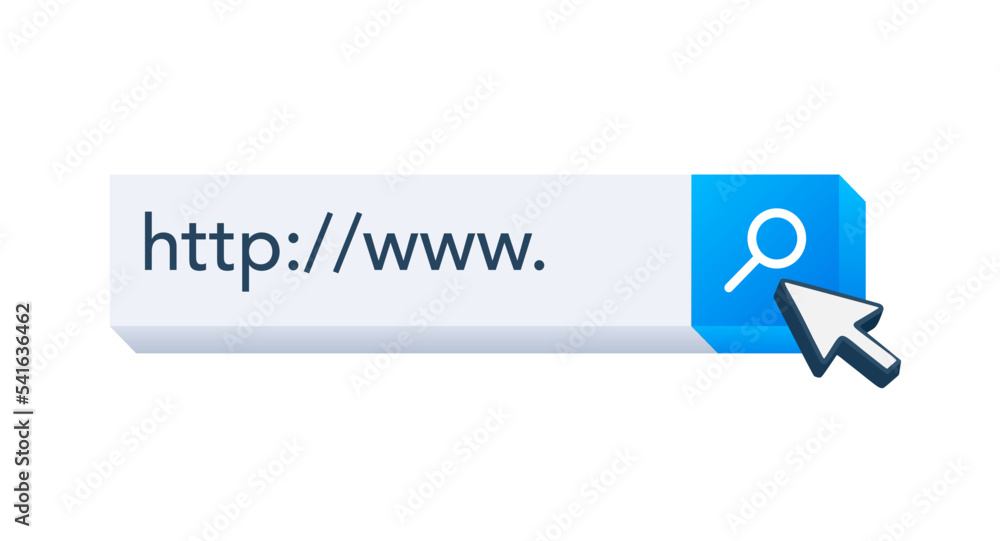 Poster search button and click, search bar for browser. vector stock illustration