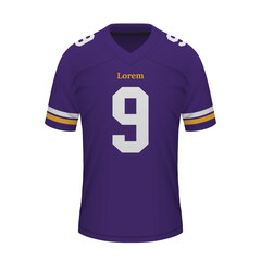 Realistic American football shirt of Minnesota, jersey template
