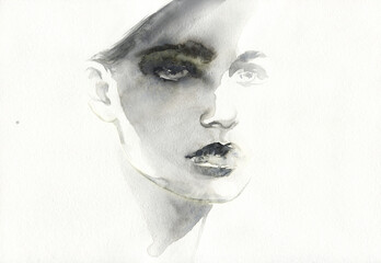woman portrait. watercolor painting. beauty fashion illustration - 541637023