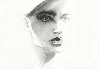Gardinen woman portrait. watercolor painting. beauty fashion illustration © Anna Ismagilova