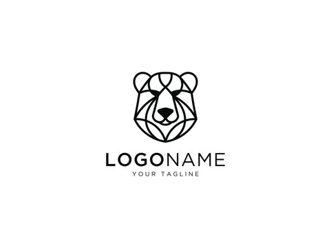 Bear Monoline Logo design vector template