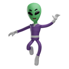  3D illustration. Interesting 3D Alien Cartoon Characters with dancing positions.with cool moves.funny facial expressions. 3D Cartoon Character