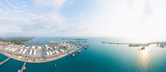 Panorama view of Oil refinery or petroleum refinery in the industrial factory of heavy industry,...