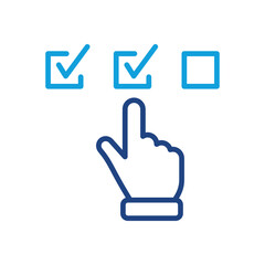 Questionnaire Line Icon. Finger Choice Check List Linear Pictogram. Hand Tick Checkmark Outline Icon. Choice Checkbox in Checklist. Digital Application. Editable Stroke. Isolated Vector Illustration