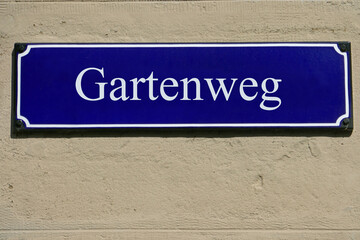 Emailleschild Gartenweg