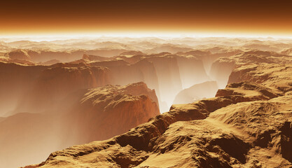 Martian canyons in a dust storm © Peter Jurik