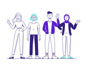 Group of people illustration set