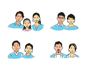 Couple of people illustration set