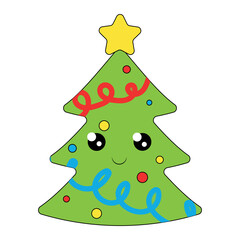 Funny Christmas tree. On a white isolated background