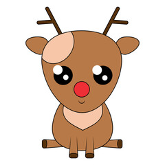 Funny Christmas deer. On a white isolated background