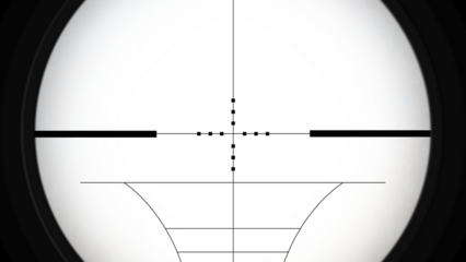 Realistic sniper sight with measuring marks, isolated sniper scope templates on transparent background.Sniper view Crosshairs scope.Realistic optical sight.