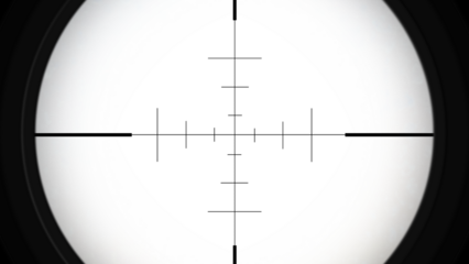 Realistic sniper sight with measuring marks, isolated sniper scope templates on transparent background.Sniper view Crosshairs scope.Realistic optical sight.