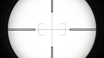 Realistic sniper sight with measuring marks, isolated sniper scope templates on transparent background.Sniper view Crosshairs scope.Realistic optical sight.