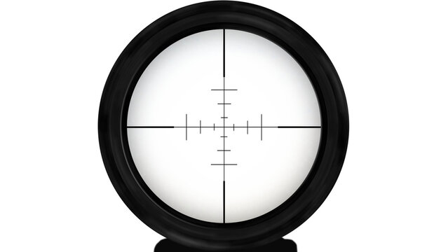 Realistic sniper sight with measuring marks, isolated sniper scope templates on transparent background.Sniper view Crosshairs scope.Realistic optical sight.