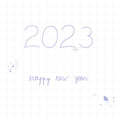 Happy New Year 2023.Happy New Year 2023 greeting card design template.Cover of business diary.Card design template.Calendar.Number design template.Greeting card template.Brochure design template.
