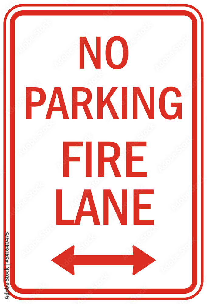 Wall mural parking sign and labels fire lane