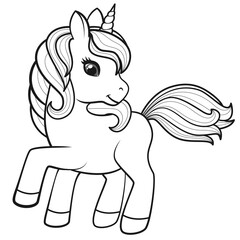 Cute Cartoon Unicorn. Illustration on a transparent background