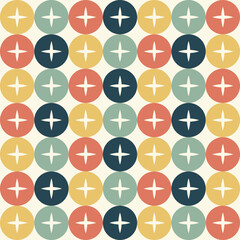 Seamless pattern in retro style. Abstract texture decorative 50`s, 60's, 70's style. Can be used for fabric, wallpaper, textile, wall decoration. Vector illustration