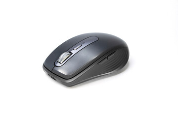 gray and black wireless mouse isolated