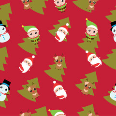 Simple Christmas seamless pattern with New Year elements.