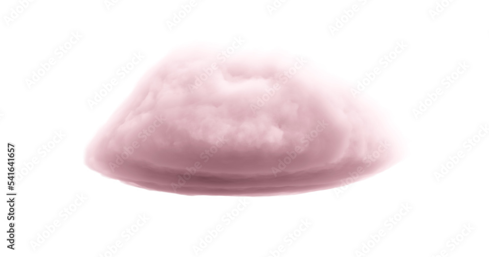 Poster 3d rendering. realistic fluffy dense clouds on a png transparent background in pink color. element f