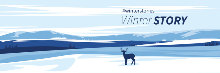 banner with winter landscape
