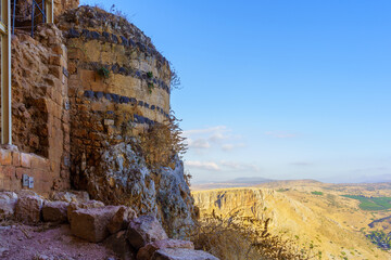 Ottoman Fortress on a cliff, in Mount Arbel National Park
