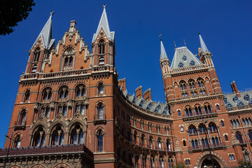 Fototapeta premium The imposing facade of a Gothic revival building