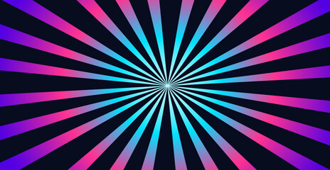 Psychedelic abstract background. Optical illusion. Hypnotic Pattern of neon rays emanating from the center. Vector illustration.