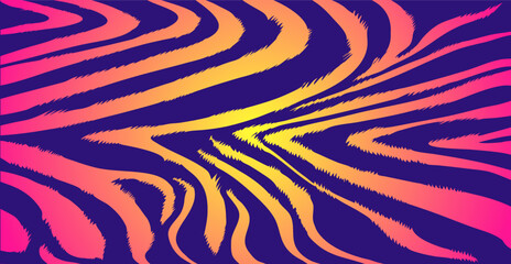 Psychedelic illustration of the texture of tiger skin stripes. animal skin print. safari background. vector