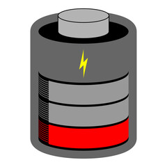 Battery cell low loaded with red status bar