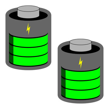 Two Battery Cells Fully Loaded With Green Status Bar