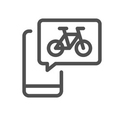 Bicycle and transportation icon outline and linear vector.