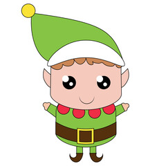 Funny Christmas elf. On a white isolated background