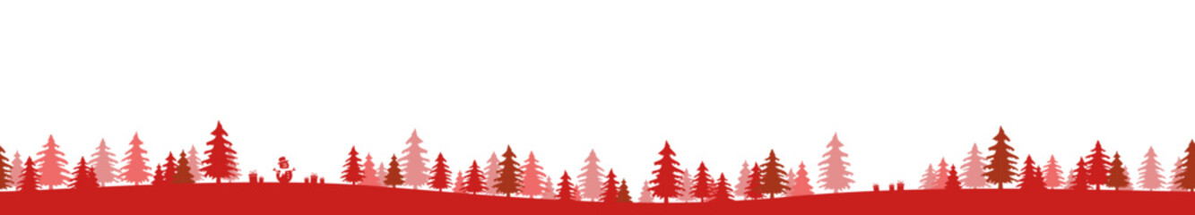 christmas landscape panorama background with firs woodland