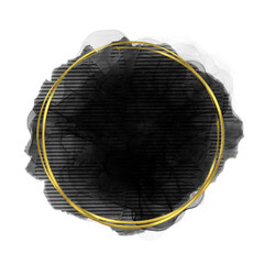 Gold circle design element with black torn paper texture under, metallic circular shape suitable for quotes or motivational speech, square template for social media