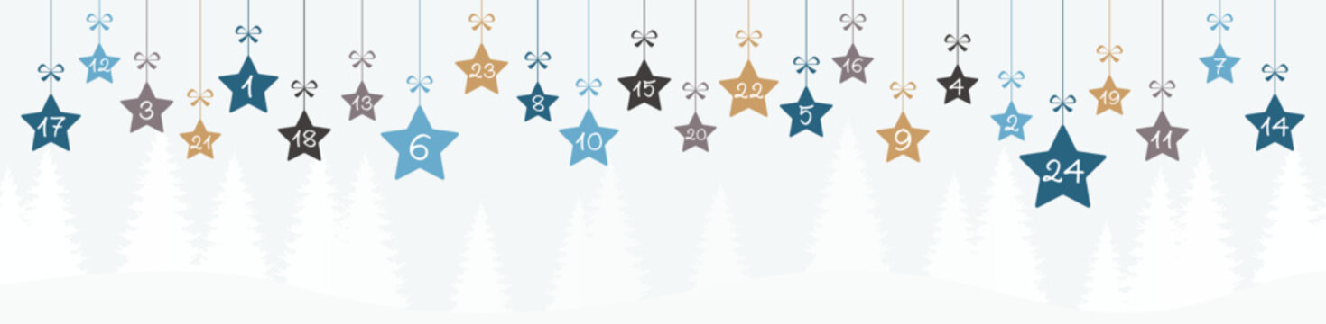 christmas advent calendar 1 to 24 on hanging stars