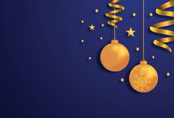 vector illustration of christmas background with christmas ball star snowflake confetti gold