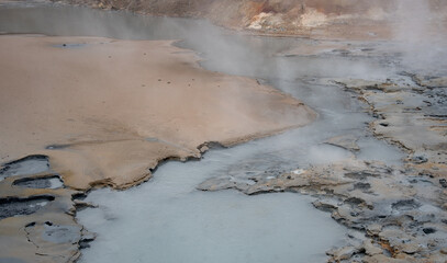 Fototapeta na wymiar Hot geothermal energy cater in grintavik national park. Iceland Europe