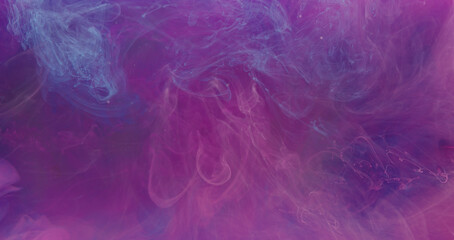 Color vapor texture. Paint water mix. Aura energy. Chemical explosion. Neon purple magenta pink blue steam cloud abstract art background.